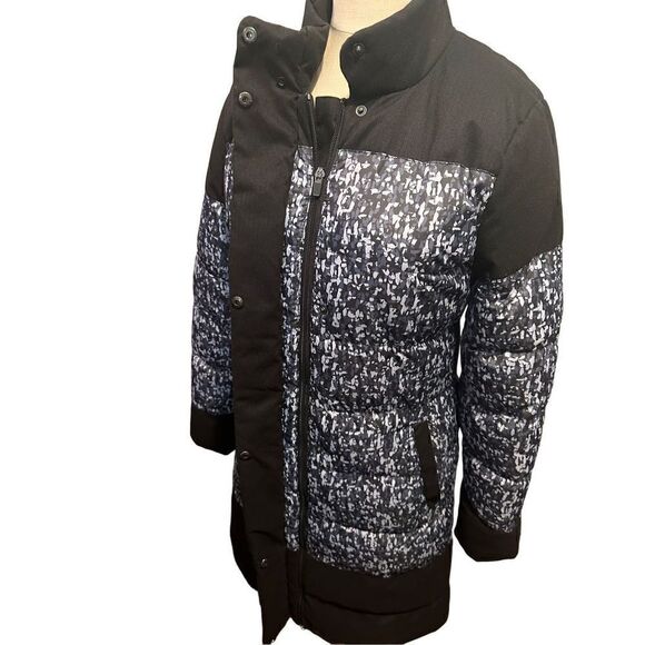 Fabletics Waco Confetti Print Puffer Winter Coat Jacket Black Grey Womens XS - Picture 4 of 13